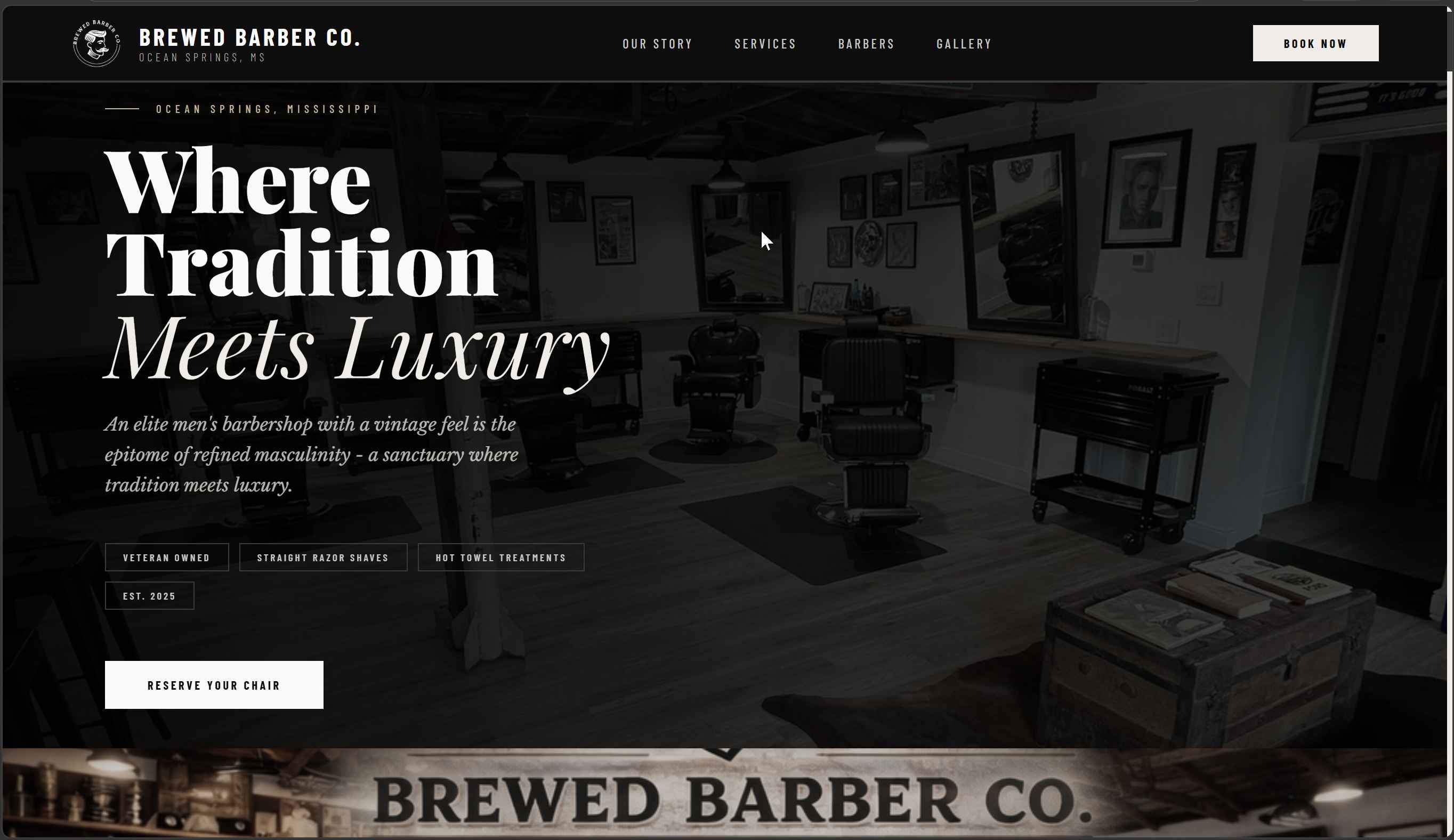 Brewed Barber Co. website screenshot